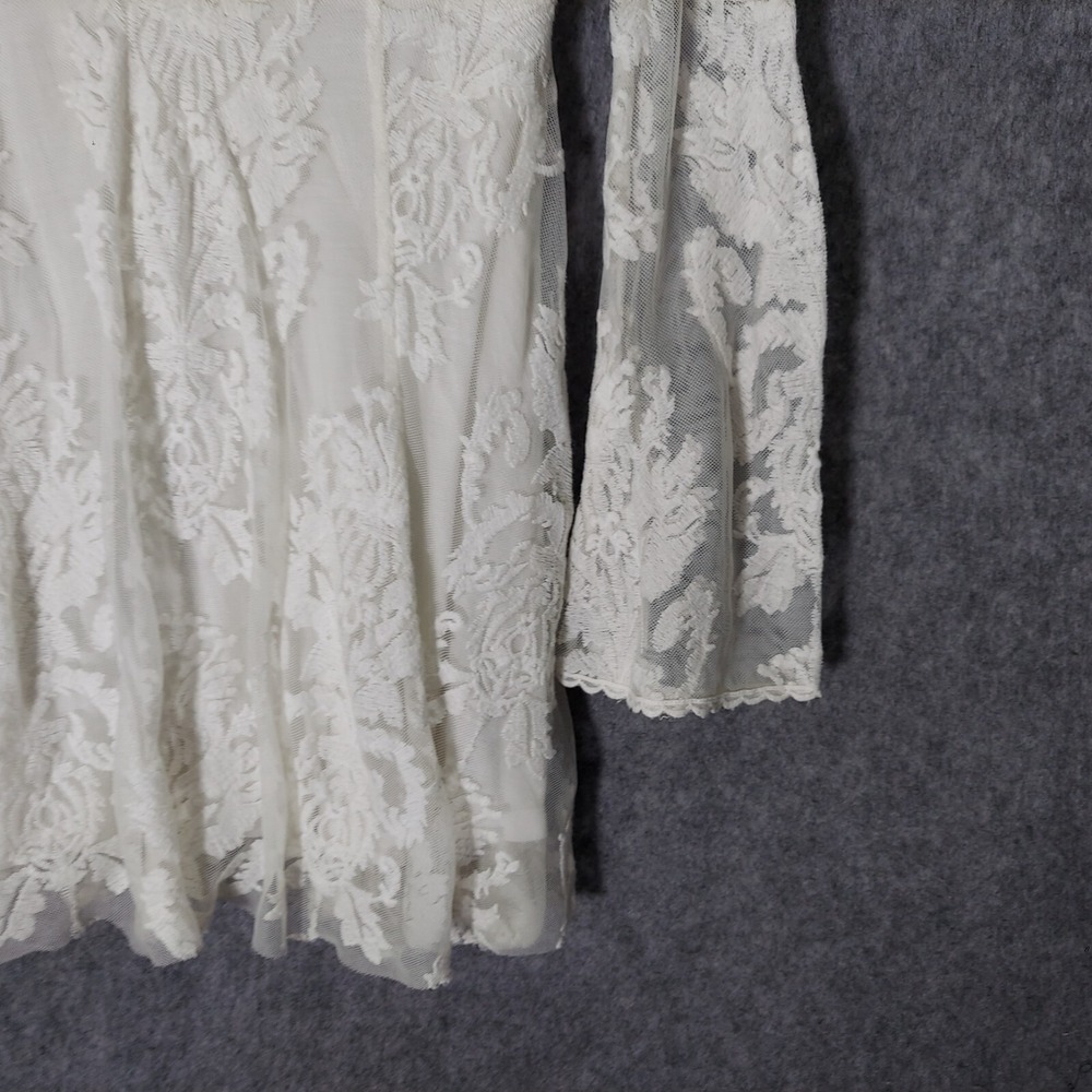 Free People‎ Reign Over Me Dress 4 Sheer Embroidered Lace Bell Sleeve Festival - Picture 6 of 16